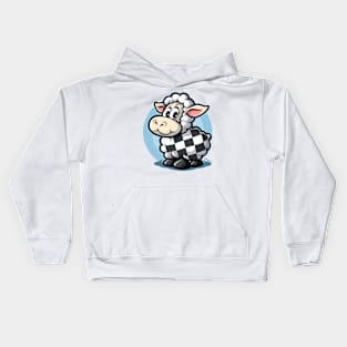 checkered pattern racing flag cartoon sheep Kids Hoodie